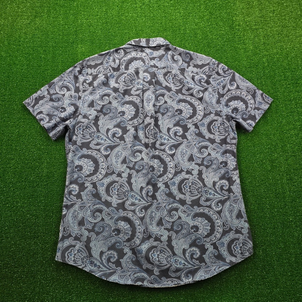 Tommy Hilfiger Shirt Mens Large Blue Paisley Button Up Preppy‎ Casual Custom Fit - Picture 6 of 6